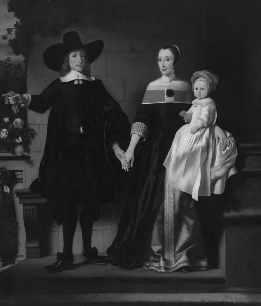 Nicolaes Maes, Portret van een echtpaar met kind (1655-1660). Collectie Museum Boijmans van Beuningen, Rotterdam