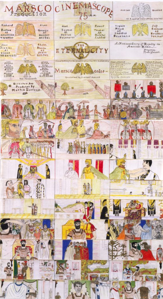 Storyboard van The Eternal City, getekend door Martin Scorsese toen hij 11 was. | privé-archief © Martin Scorsese Collection, New York