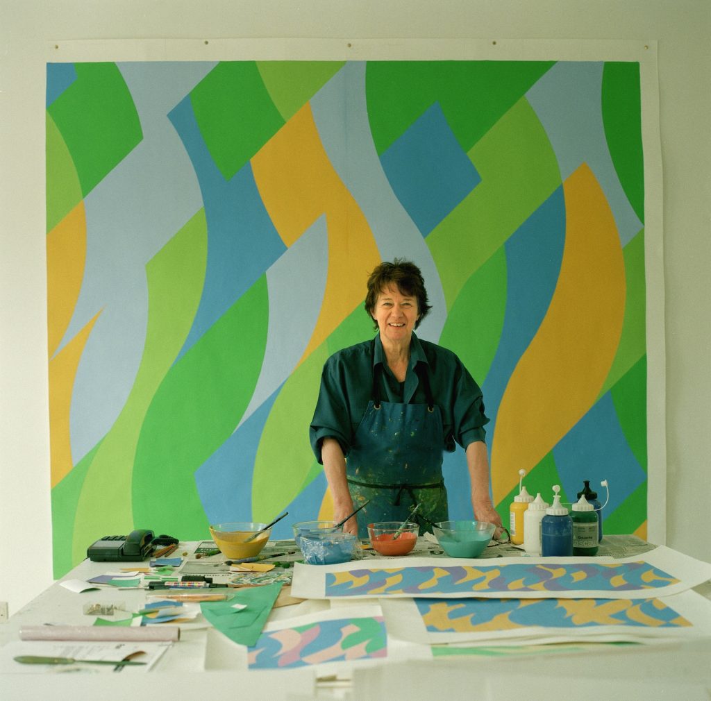 Bridget Riley in her studio in Holland Park London. Photo: Eamonn McCabe