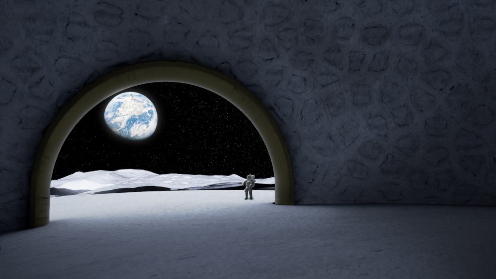 A circular opening in the temple will offer a view of the earth. The temple will also have windows in the roof of the dome: a telescope will allow the study of the universe. The temple will have a common forum with different levels for cultural and ritual activities. | Jorge Mañes Rubio. Design and visualization Javier Martínez (DITISHOE)