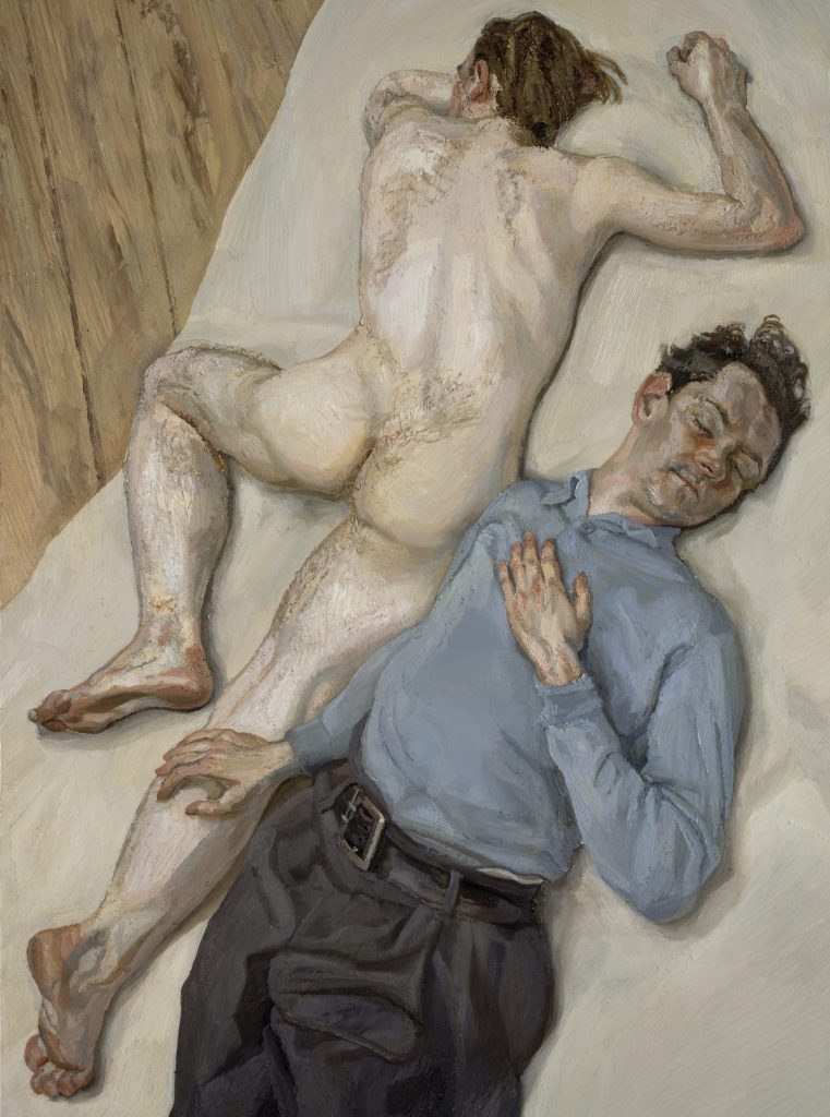 Lucian Freud, Two Men, 1987-88, olieverf op doek, 107 x 75 cm, collectie National Galleries of Scotland foto: Antonia Reeve © The Estate of Lucian Freud, alle rechten voorbehouden, 2017/ Bridgeman Images
