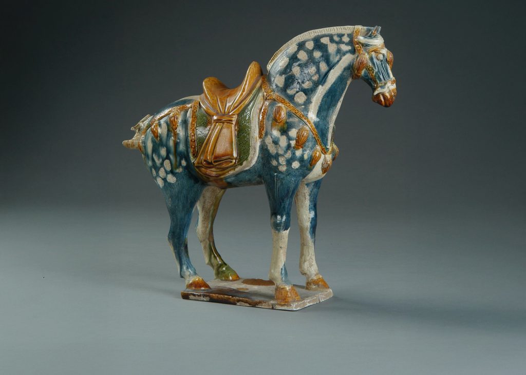 Tricoloured and blue glazed horse figurine, Luoyang Museum