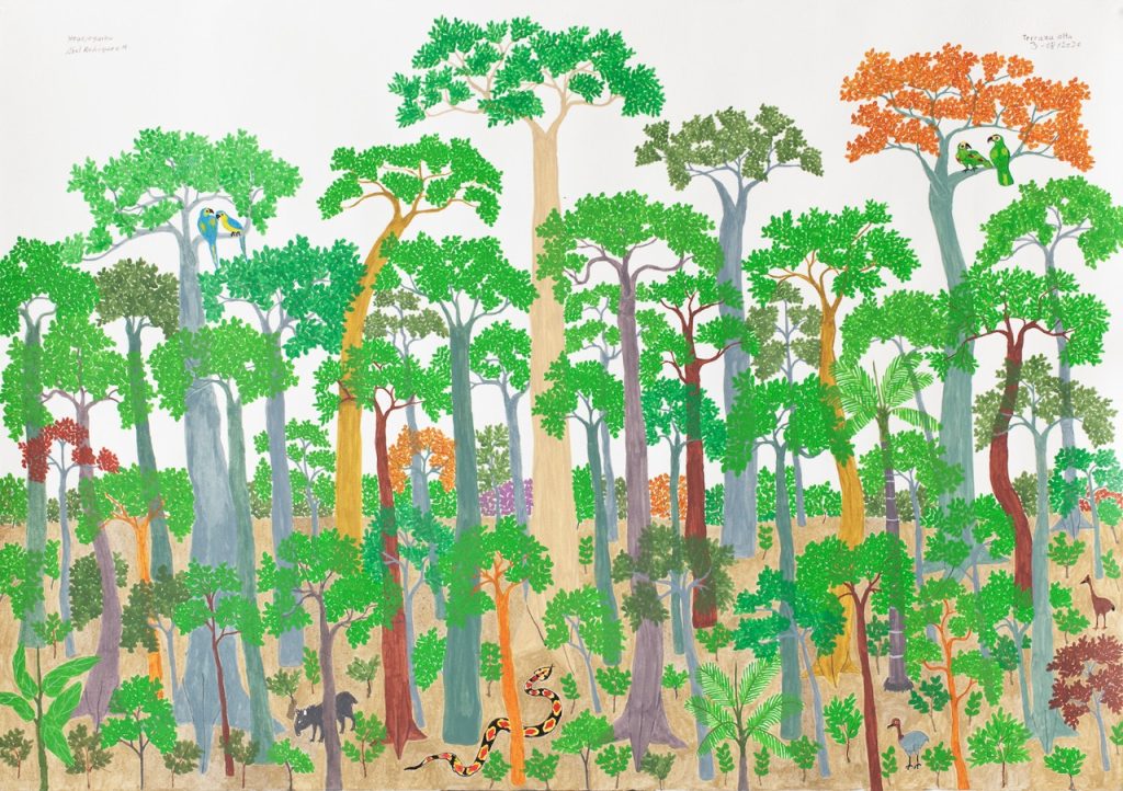 Abdel Rodriguez, {{Terraza alta}}, 2020, waterverf en inkt op papier, 70*100 cm, collectie Teylers Museum, Haarlem