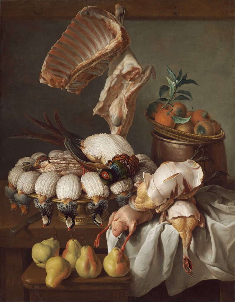 Alexandre-François Desportes, Stilleven met gekleed wild, vlees en fruit, 1734, olieverf op doek, 121 × 95 cm, National Anna Maria Maiolino, Gallery of Art, Washington