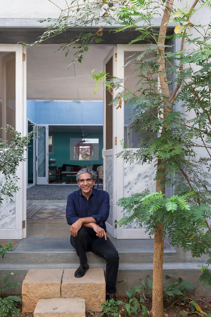 Bijoy Jain, director of Studio Mumbai, in front of his studio, 2016