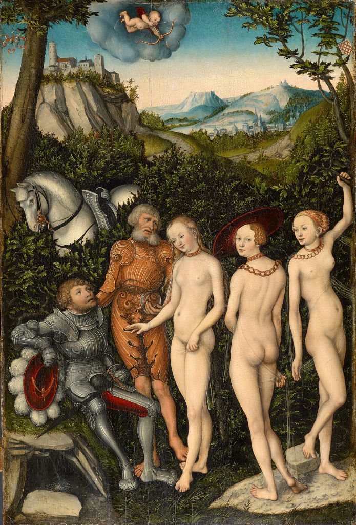Lucas Cranach de Oude, Het oordeel van Parijs, 1528, Öffentliche Kunstsammlung, Bazel