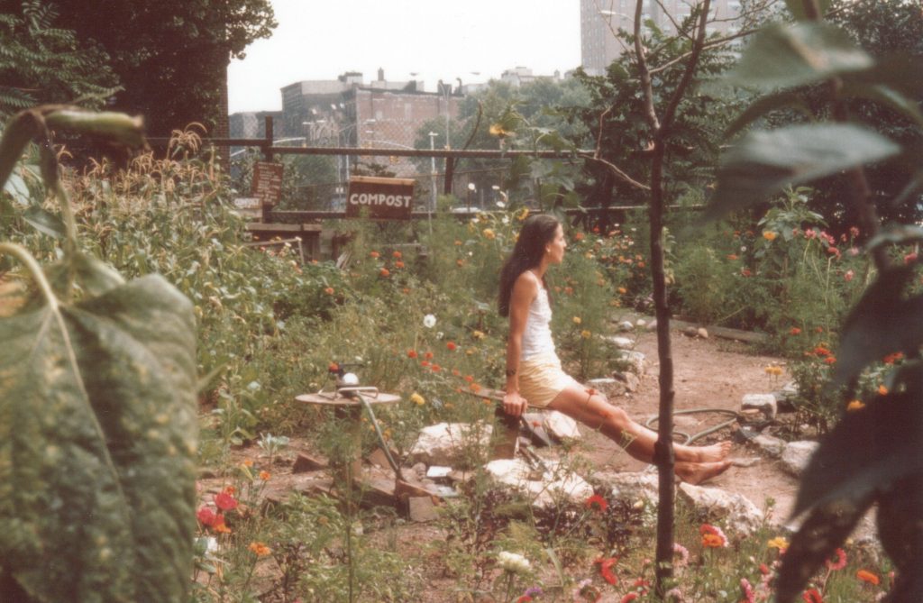 Donald Loggins, Liz Christy in a community garden, New York City, 1970s, on view at the exhibition Garden Futures: Designing with Nature at the Vitra Design Museum, Weil am Rhein