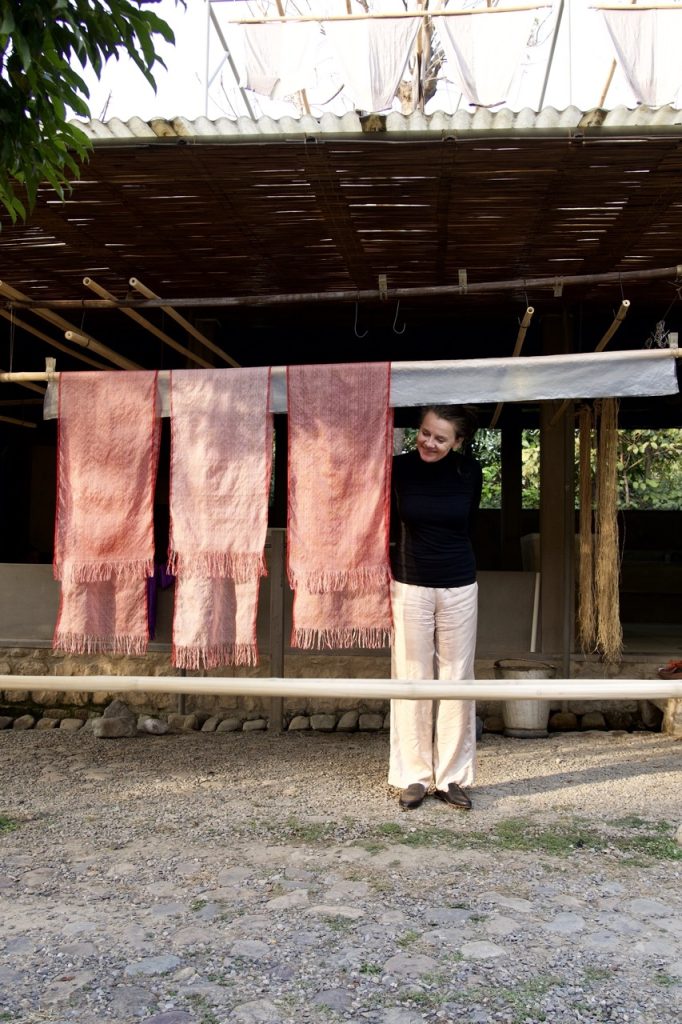At the end of the day, the textiles made in the studios are hung outside to dry in the wind coming from the mountains. GANGA MAKI, textile studio