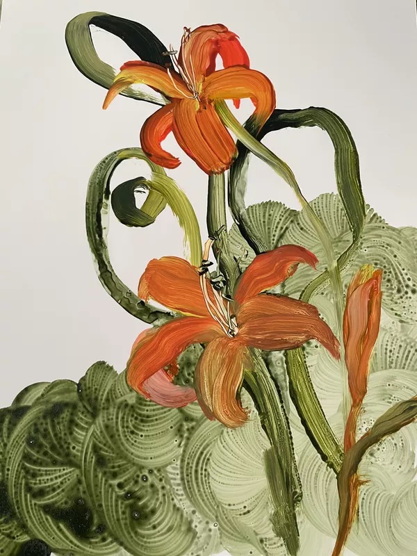 Ilana Manohlson, Day Lily 2, 2020, acrylic on yupo, 30.5 × 22.9 cm