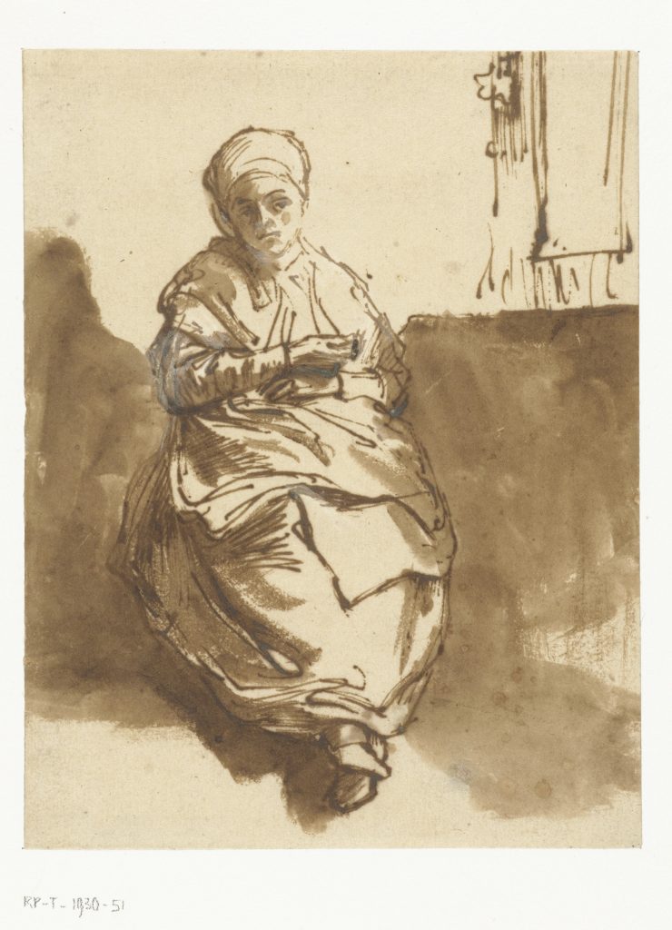 Remdrandt, Jonge vrouw zittend bij een raam, (Saskia?), ca. 1683