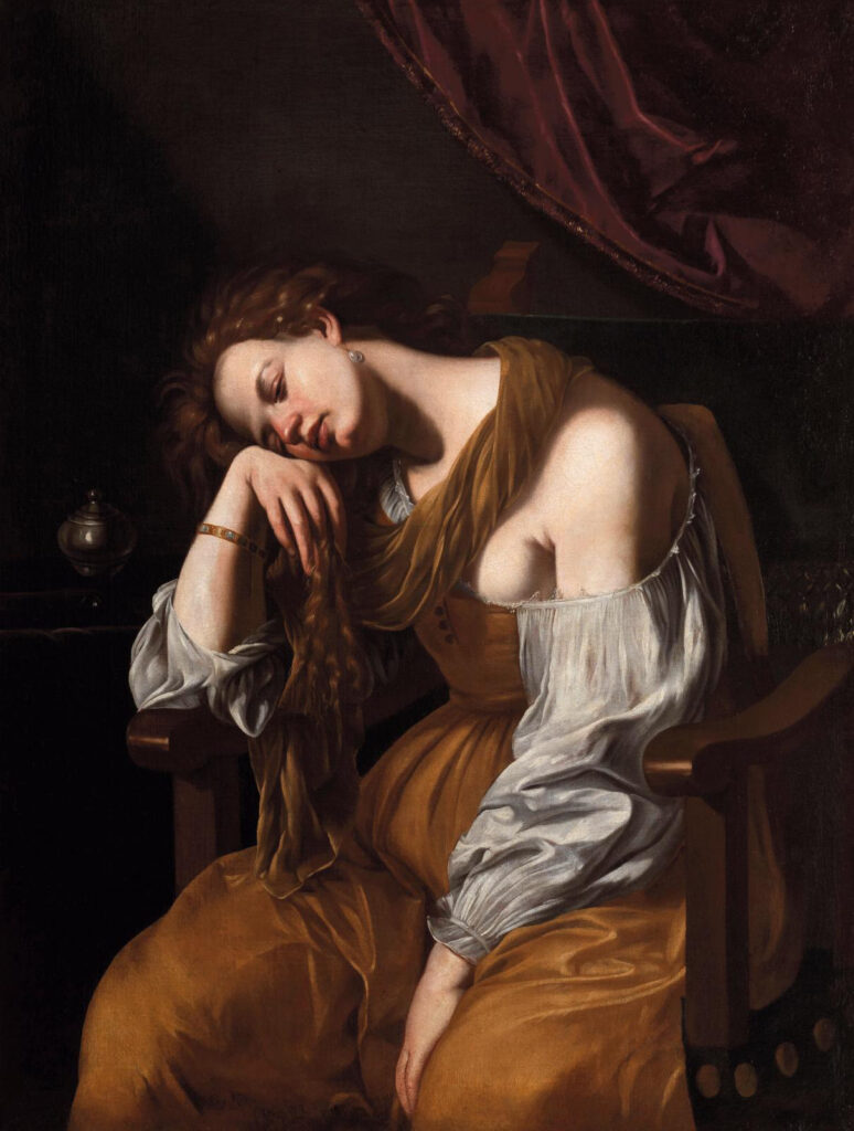 Artemisia Gentileschi (1593-1656 ?), The Penitent Magdalene, c. 1625, oil on canvas, 122.5 x 97.5 cm. Seville, Catedral de Sevilla.