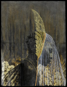 Tuli Mekondjo, Someone Says Die, Another Says Stay, 2019, mixed media op doek, 60 × 46 cm | courtesy of Guns & Rain, Hales, London and New York, and the artist