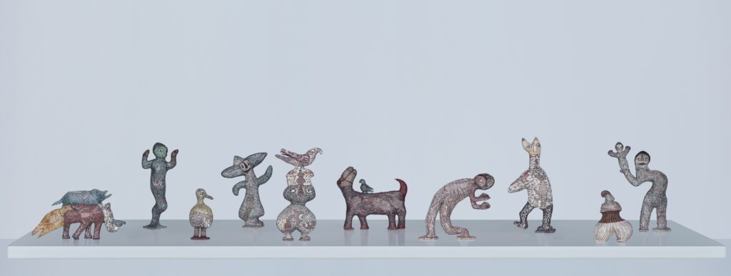 Madhvi Parekh, Karishma Swali and Chanakya School School of Craft, Rural Utopia, 2023, hand-sculpted paper mache with organic jute, linen and cotton thread