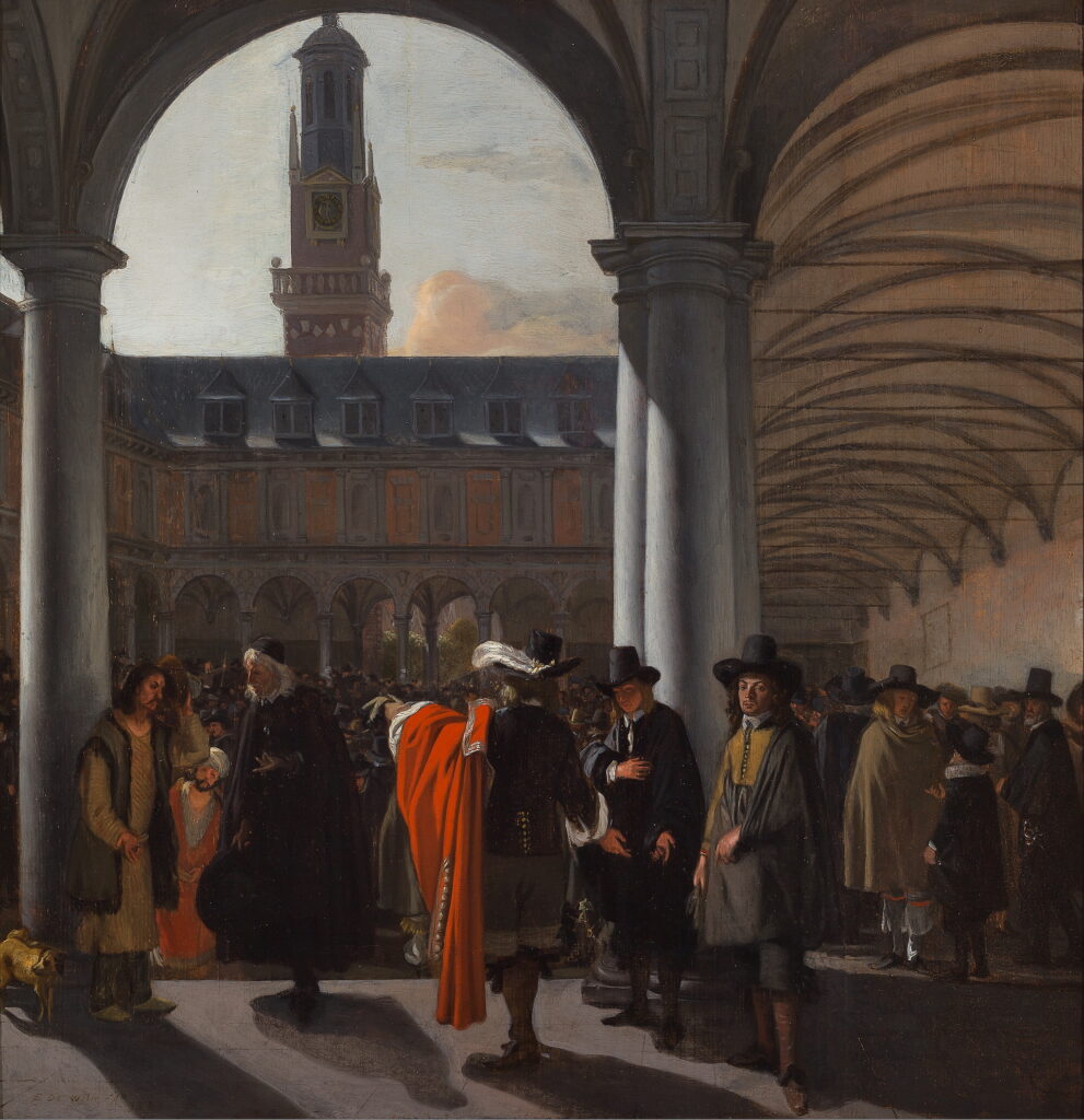 Emanuel de Witte, De binnenplaats van de Beurs in Amsterdam, 1653, Collectie Museum Boijmans Van Beuningen, Rotterdam, Bruikleen Stichting Willem van der Vorm | © Fotografie: Studio Tromp