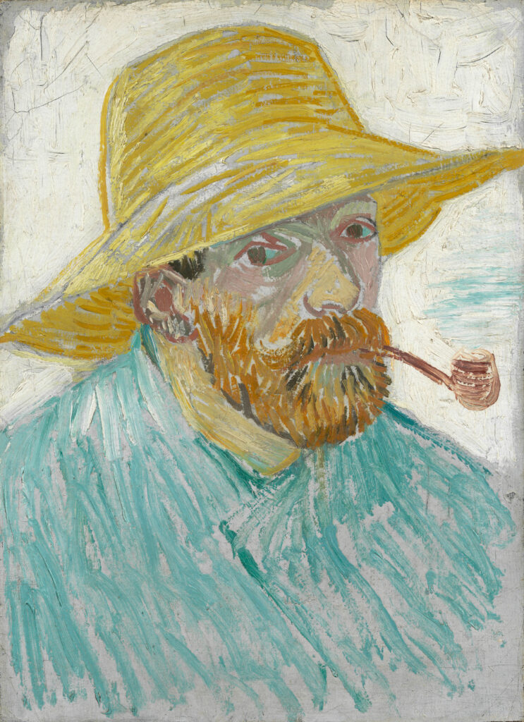 Vincent van Gogh, Zelfportret met pijp en strohoed, 1887, olieverf op doek, 41.9 cm x 30.1 cm, Van Gogh Museum, Amsterdam