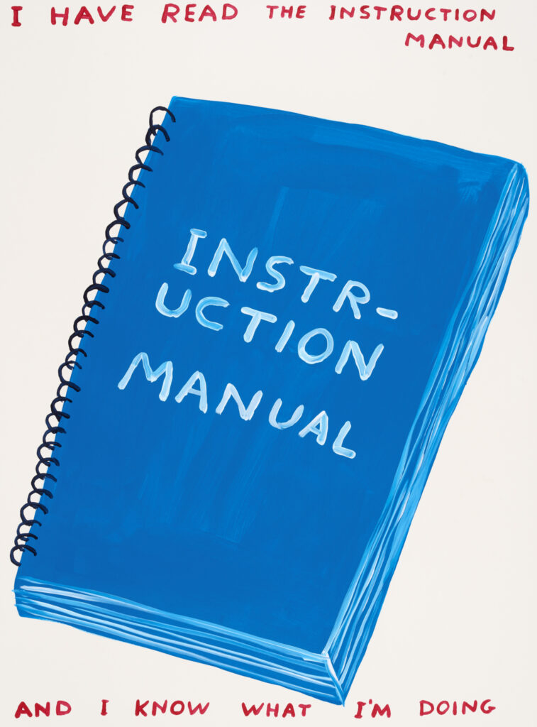 David Shrigley, I Have Read The Instruction Manual, 2021, screenprint, 10.5 x 14.8 cm