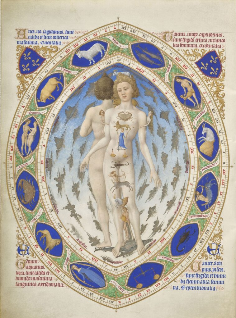 Gebroeders van Lymborch, Astrologische Mens, uit Les Très Riches Heures, 1411/12-1416, collectie Musée Condé, Chantilly, © GrandPalaisRmn, Domaine de Chantilly, foto Michel Urtado