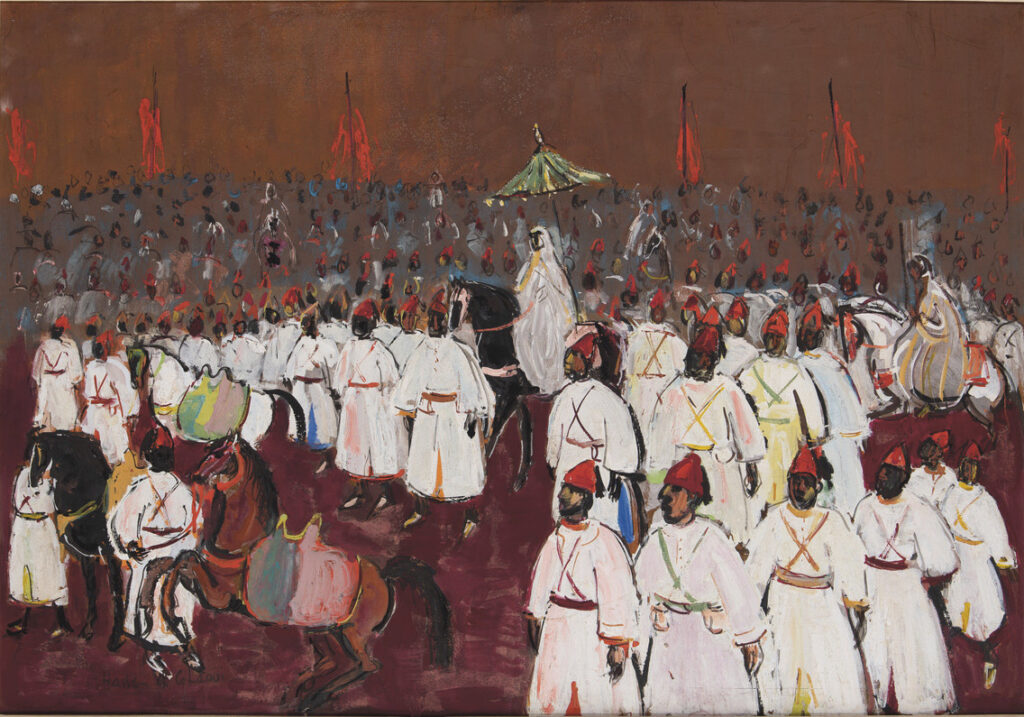Hassan El Glaoui, Parade de la garde royale, olieverf op doek