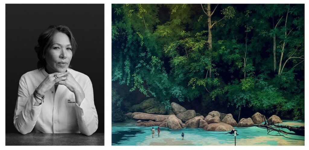 Leonor Espinosa (links), Nohemí Pérez, {{Pozo Azul}} (rechts)