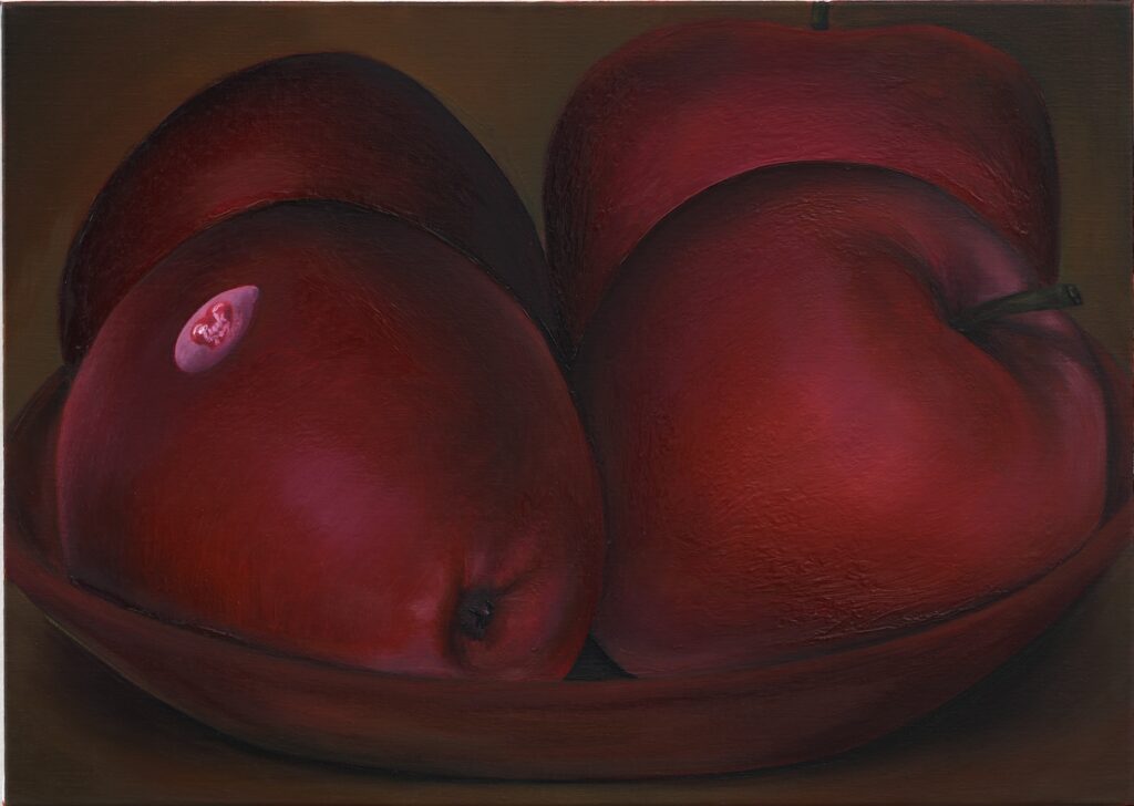 Ina van Zyl, Red Apples, 2009, olieverf op linnen, 50 x 70 cm, Collectie SCHUNCK, gemeente Heerlen. Fotografie Peter Cox