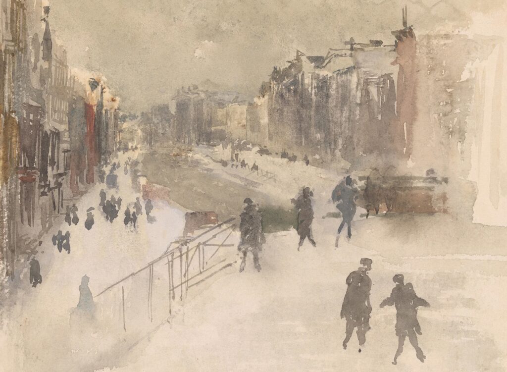 James McNeill Whistler, detail uit Sneeuw, Amsterdam, 1882, privécollectie.