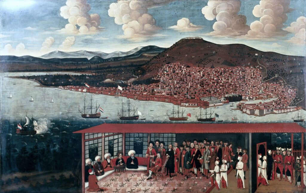 Consul Daniël Jan Baron de Hochepied in de Divan | Anoniem, c.a. 1709-1723