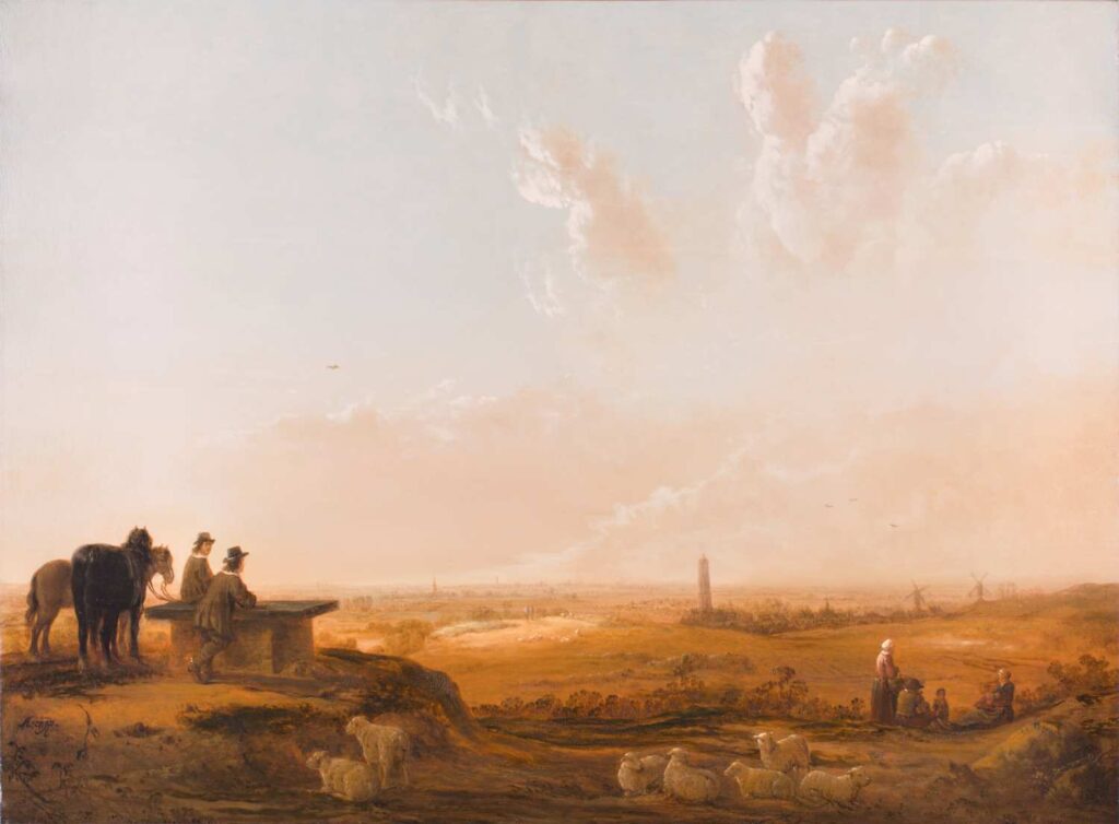 Aelbert Cuyp, {{Gezicht op Rhenen, met ruiters op de voorgrond}}, olieverf op paneel, 67,5 x 90,5 cm, particuliere collectie via de Hoogsteder Museum Stichting