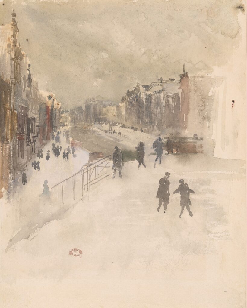 James McNeill Whistler, Sneeuw, Amsterdam (Snow, Amsterdam), 1882, waterverf op papier, privécollectie